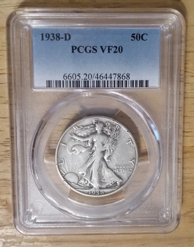 1938-D Walking Liberty Half Dollar PCGS VF25 (Key Date)