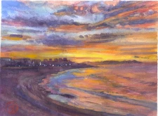 Original Artwork Modern Painting Landscape 18x24 Mediterranean See  Beach Gift