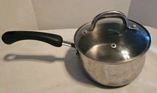 Paula Deen Impact Bonded Stainless Steel 2 Qt Saucepan with Unbranded  Glass Lid