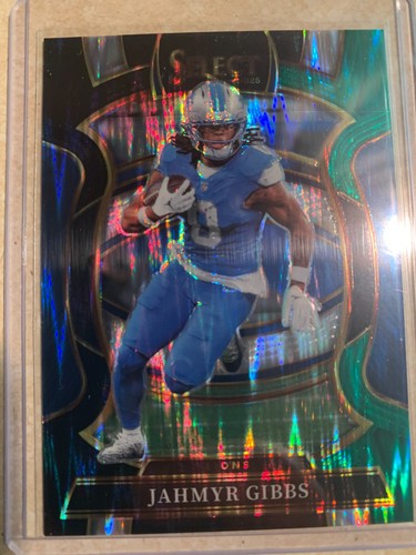 2025 Panini Select - Concourse Jahmyr Gibbs #71 Green & Blue Shock Prizm Loins