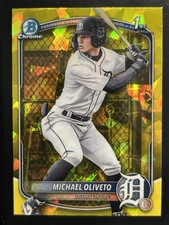 2025 Bowman Draft Sapphire Michael Oliveto 1st Yellow /75 Detroit Tigers BDC-156