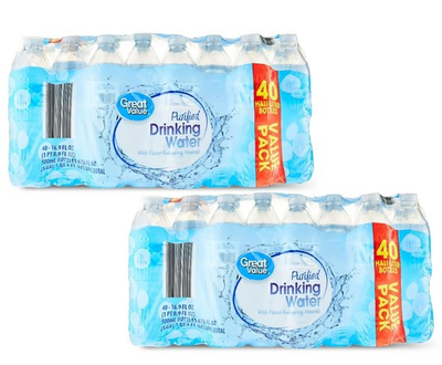 #ad NEW 2 pack 16.9 Fl. Oz. Great Value Purified Drinking Water 40 Count $9.99