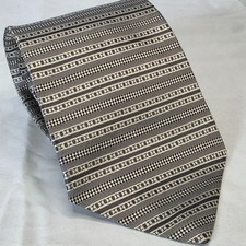 Dockers Khakis Vintage Tie Gray Silver Geometric 100% Silk Made in USA Necktie