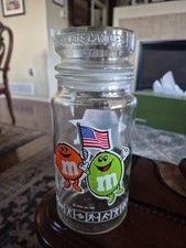 M&M’s XXIII LA Olympic Collectible Glass Candy Jar Mars with lid Vintage 1983