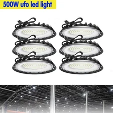 6 Pack 500W UFO Led High Bay Light Warehouse Factory Commercial Industrial Light