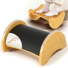 Bamboo Foot Rest for Under Desk at Work, Reversible Ergonomic Rocking Office ...