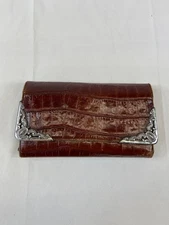 Brighton Wallet Purse Brown Silver Multiple Pockets Card Slots Casual Formal Use
