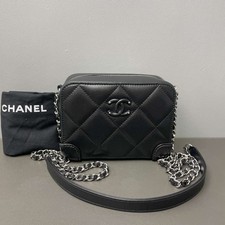 Chanel Camera Case Black Lambskin Silver Hardware Crossbody Bag