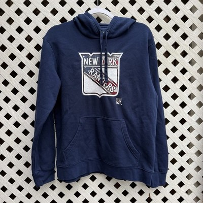 New York Rangers Banner Wave Logo Pullover Hoodie Navy Men's Medium Fanatics New