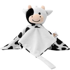 Baby Cow Security Blanket Black White Plush Lovey Soft Comfort Toy Infants