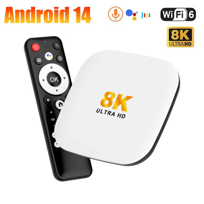 H96 MAX M2 plus TV Box Android 14 Smart TV Box Quad Core 8K HDR BT 5.4 Wifi 6 Vo