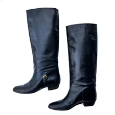 Vintage Field Manor Tall Riding Boots Black Leather Equestrian Old Money US 7M