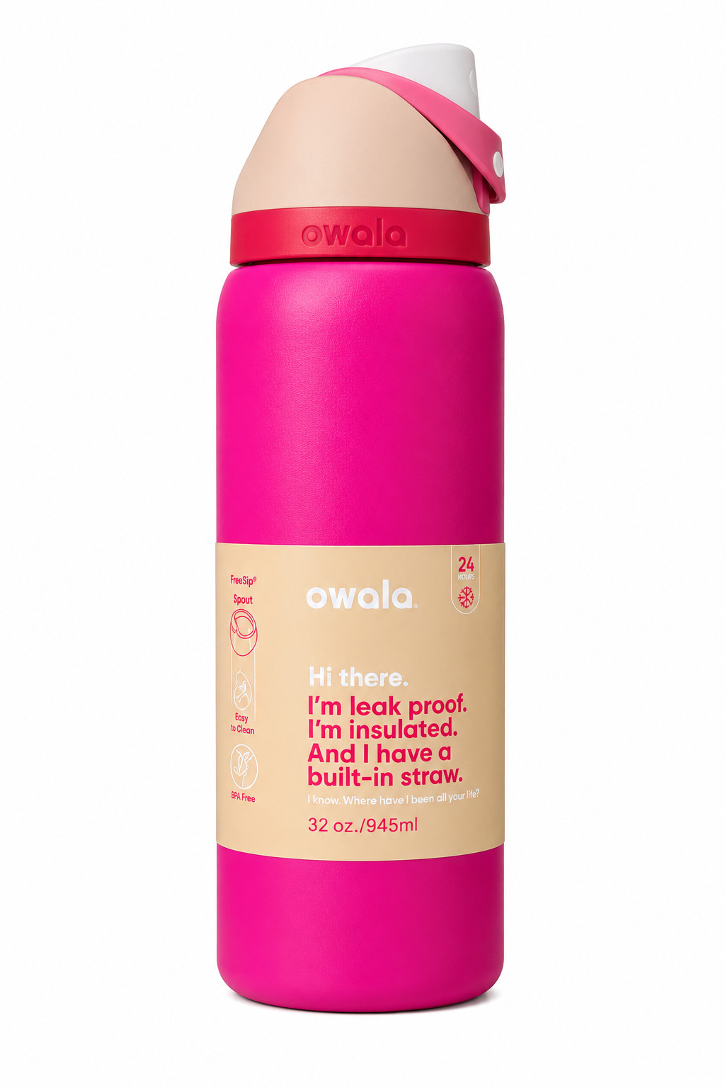 Owala FreeSip 32 oz Insulated Stainless Steel Water Bottle with Straw NEW