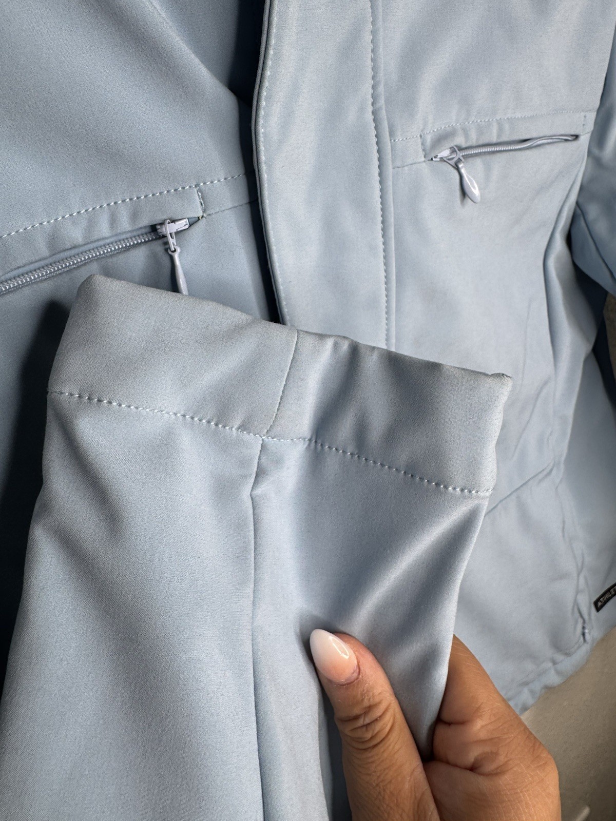 Athleta Softshell Hooded Jacket Light Blue Fleece… - image 6