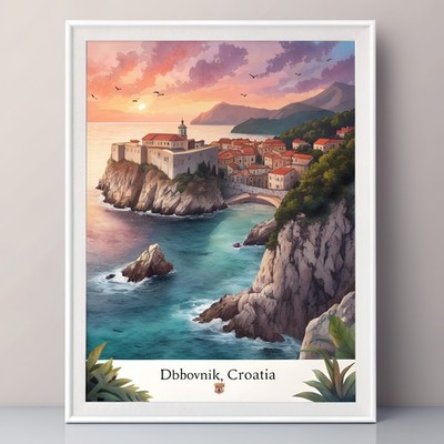 Scenic Dubrovnik Croatia - Adriatic Sea Coastline Poster Art_moreDetail_4k_4096x