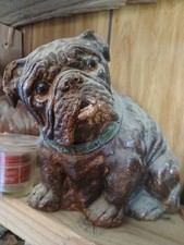 c1930s ENGLISH BULLDOG Syroco Wood Statue Folk Art Vintage Dog Figurine