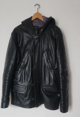 Veste Manteau 3/4 VERA PELLE en Cuir Véritable Noir. T : XXL petit(voir mesure) - Photo 1/4