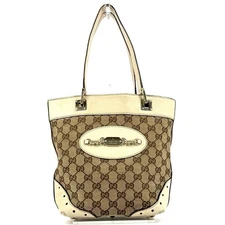 Gucci Canvas Tote Bag Auth Beige Women Italy 127535