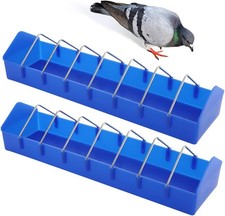 2 Pack Large Pigeon Feeder Thick Durable Slot Container Feeding Dish Blue