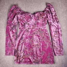 Lulus Simply Decadent Pink Floral Velvet Burnout Bustier Mini Dress Sz Small NWT