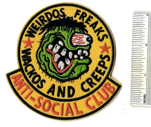 ANTI-SOCIAL CLUB WEIRDOS FREAKS Embroidered Cloth Patch Biker Motorcycle Iron-On
