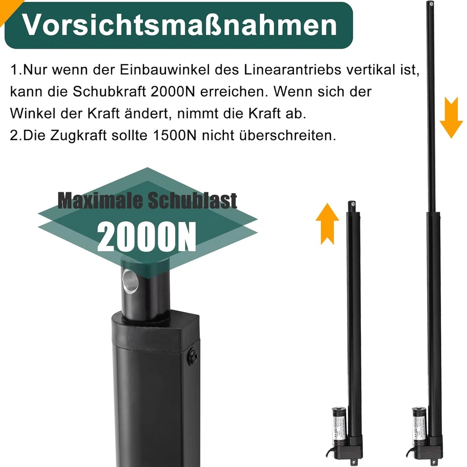 Attuatore Lineare 12 V 2000 N 150 Mm Lunghezza Corsa IP65, Impermeabile 8 Mm/S, - Immagine 4 di 4