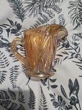 Vintage Sowerby Split Diamond Muster Ringelblume Karneval Glas Sahnek&auml;nnchen.