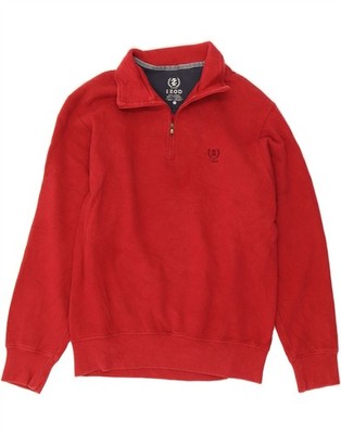 IZOD Herren Zip Neck Sweatshirt Pullover Small Rot Baumwolle CU36