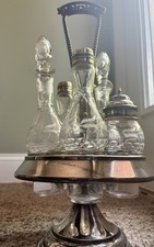 Simpson Hall Miller & Co Victorian Silverplate Revolving Castor Set Etched Glass
