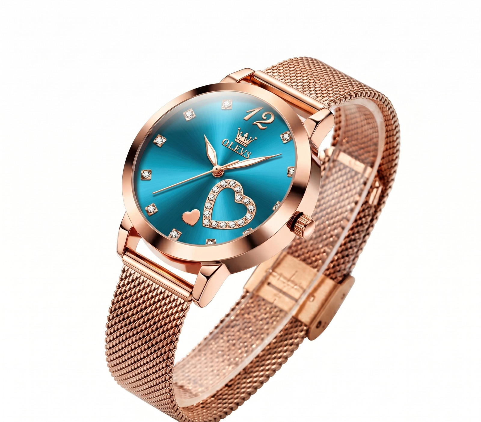 Montre OLEVS Femme pour le Bureau et les Sorties en Acier Bleu Lumineuse