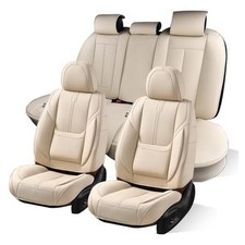 Car Seat Covers, Nappa Leather Car Seat Covers, Waterproof Full Light Beige