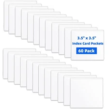 60 Pack Label Pockets, Clear Self-Adhesive 3.5 X Inches, Transparent 