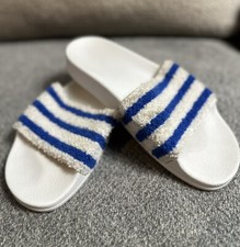 Adidas Adilette J Slides Blue  White Youth Size 6 Slip On Sandals