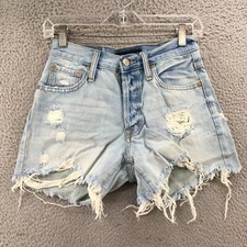 Aeropostale 90s Cut-Off Shorts Womens 0 actual 26x4 Blue Button Fly Distressed