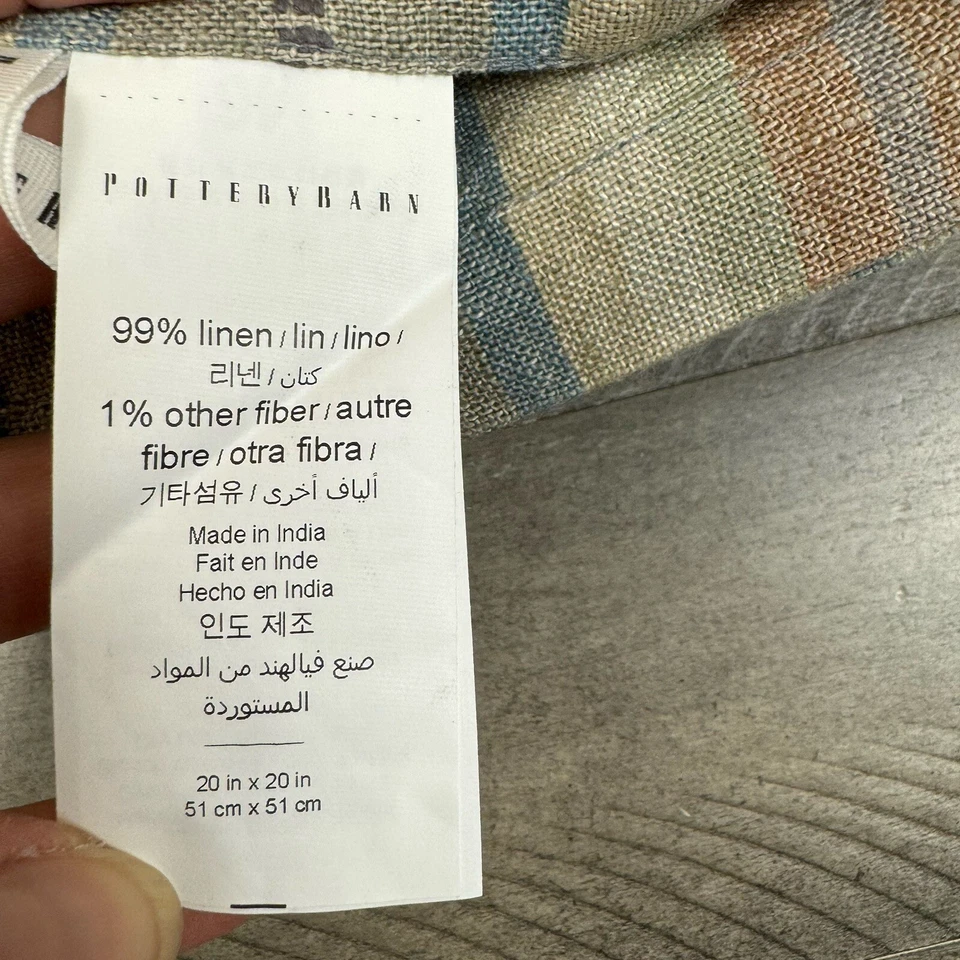 Pottery Barn Lonnie в полоску льняные обеденные салфетки комплект из 4 льняных многоцветных новых без ценников - Изображение 3 из 4