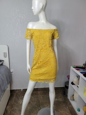 Mustard Yellow Lace Mini Dress Size LargeNWT | eBay Mustard Yellow Lace Mini Dress Size LargeNWT | eBay