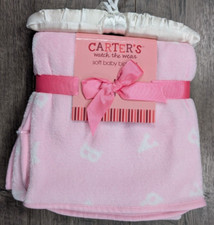 Baby Girl New Vintage Carter's 30"x33" Pink B A B Y Super Soft Baby Blanket