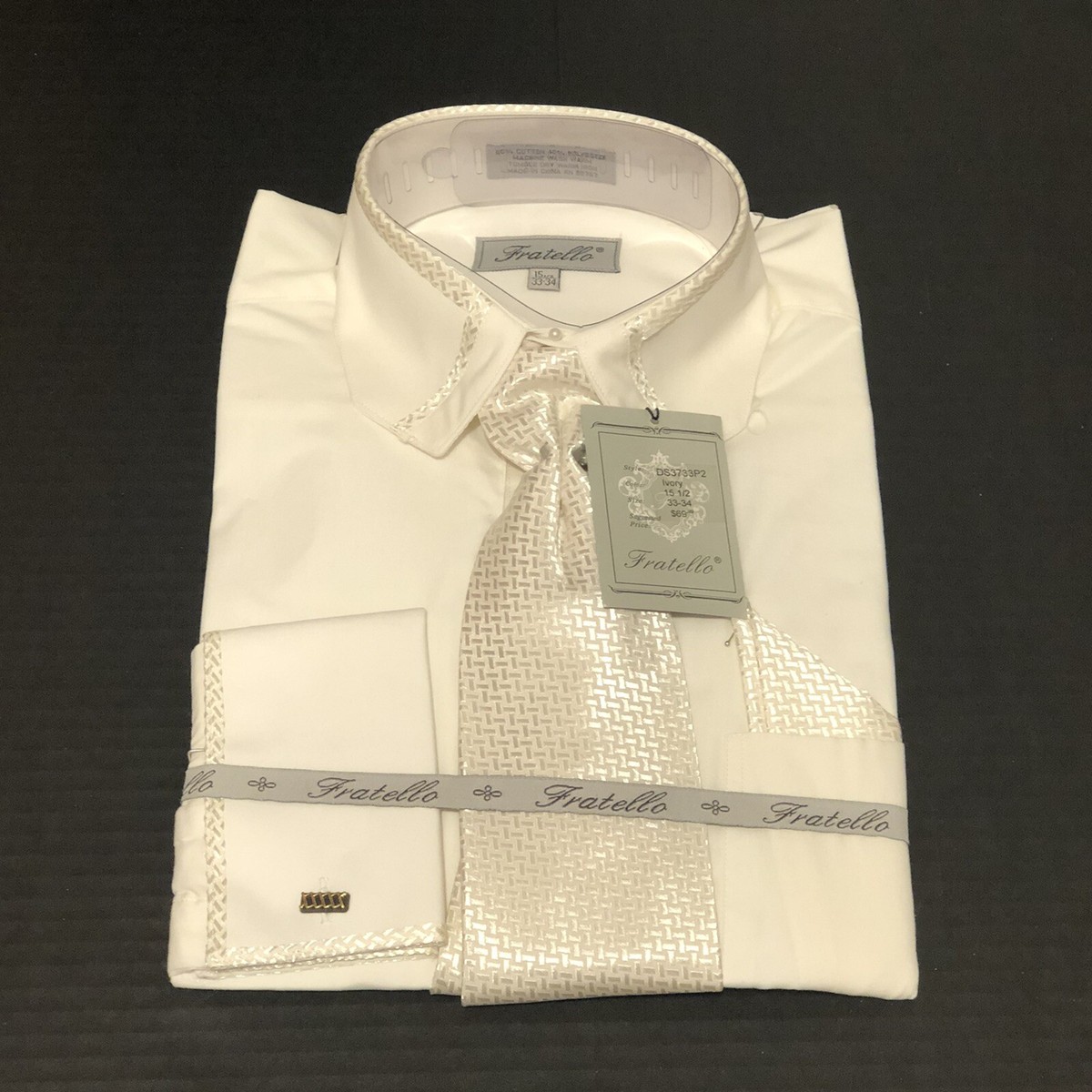 2t ivory dress shirt Fratello nwt 15 1/2 SLEEVE 33-34 free us shipping BDay25Sale1