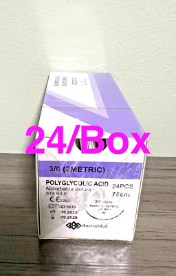 PGA Suture size 3/0 Polyglycolic Acid 24/Box  Veterinary Dental Surgical