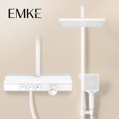 Duschsystem Mit Thermostat Regendusche Duscharmatur Duschset Weiß EMKE