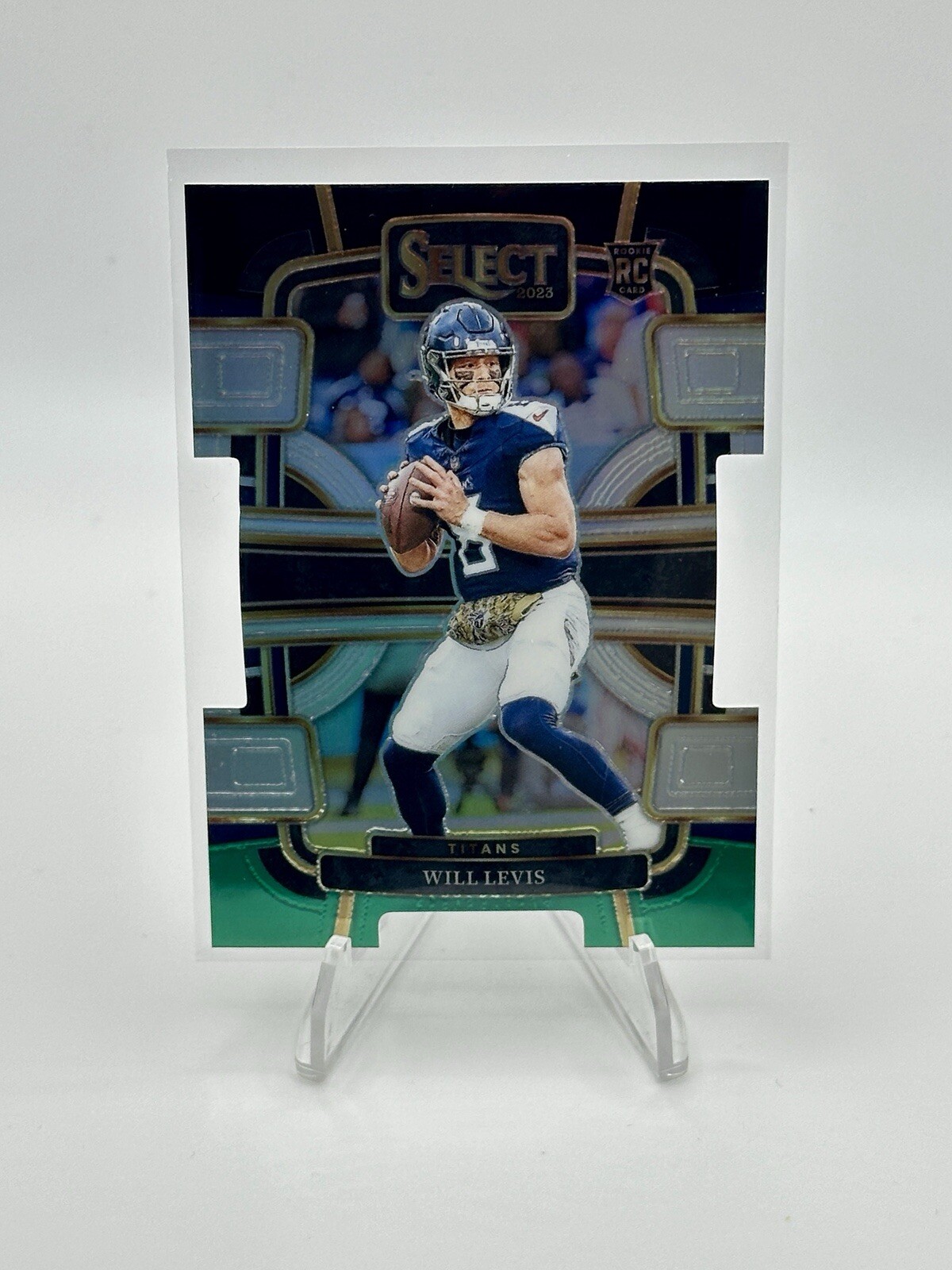 2023 Panini Select - Black & Green Prizm Die-Cut #206 Will Levis (RC) Titans