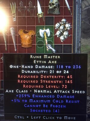 D2R Diablo 2 Resurrected:SC:PC:EU: Rune Master (Ettin Axe)