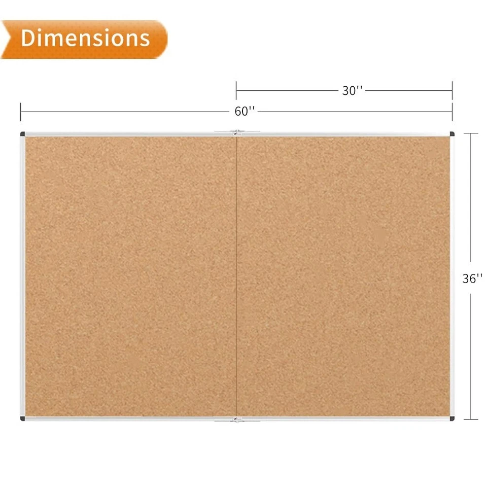 Quadro de avisos/quadro de avisos dobrável de cortiça grande VIZ-PRO 60 X 36" estrutura de alumínio - Imagem 4 de 4