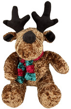 Plush Chenille Reindeer Soft Squeezable w/Red  Green Scarf 12  Stuffed Animal