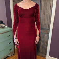 TS Couture Burgundy Velvet Mother of the Bride Wedding Dress Size 8