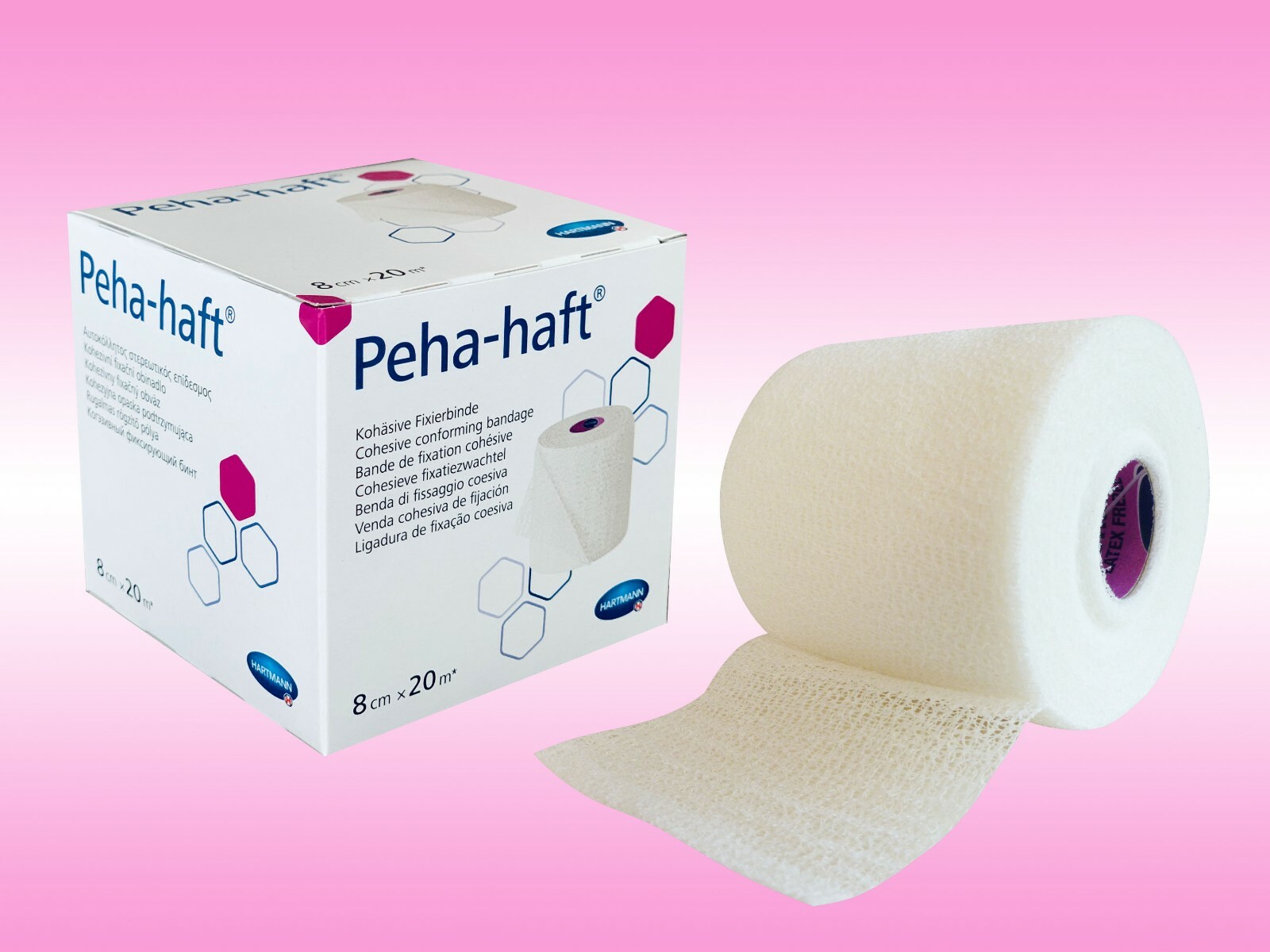 Bild 1 - Peha-haft 1 Fixierbinde 8cm x 20 m Hartmann latexfrei kohäsive, elastische Binde
