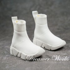 Knitted Cloth Sock Shoes Sports Short Boots for 1/4 1/3 Uncle BJD Doll White AOD