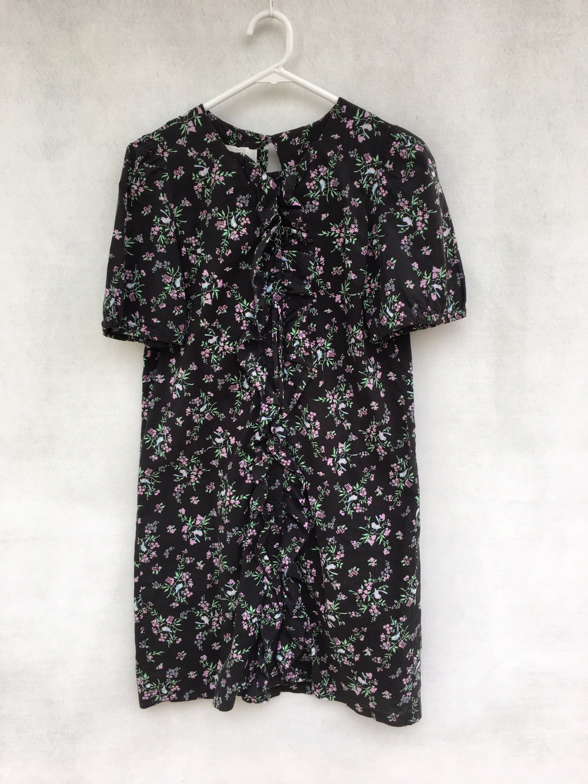 🌱 Zimmermann Short Sleeve Floral Bird Print Embellished Shift Dress Size 0 8