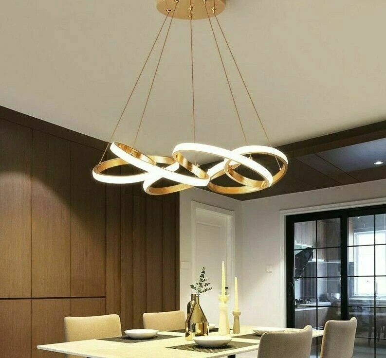 Hanging Pendant Light Cord Modern LED Gold Plating Aluminum Home Lighting Decor