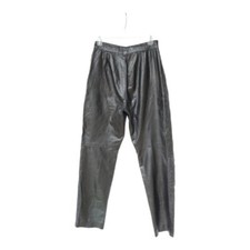 VINTAGE COMINT WOMEN'S Black LEATHER PANTS PLEATED FRONT BACK POCKETS SIZE 9/10